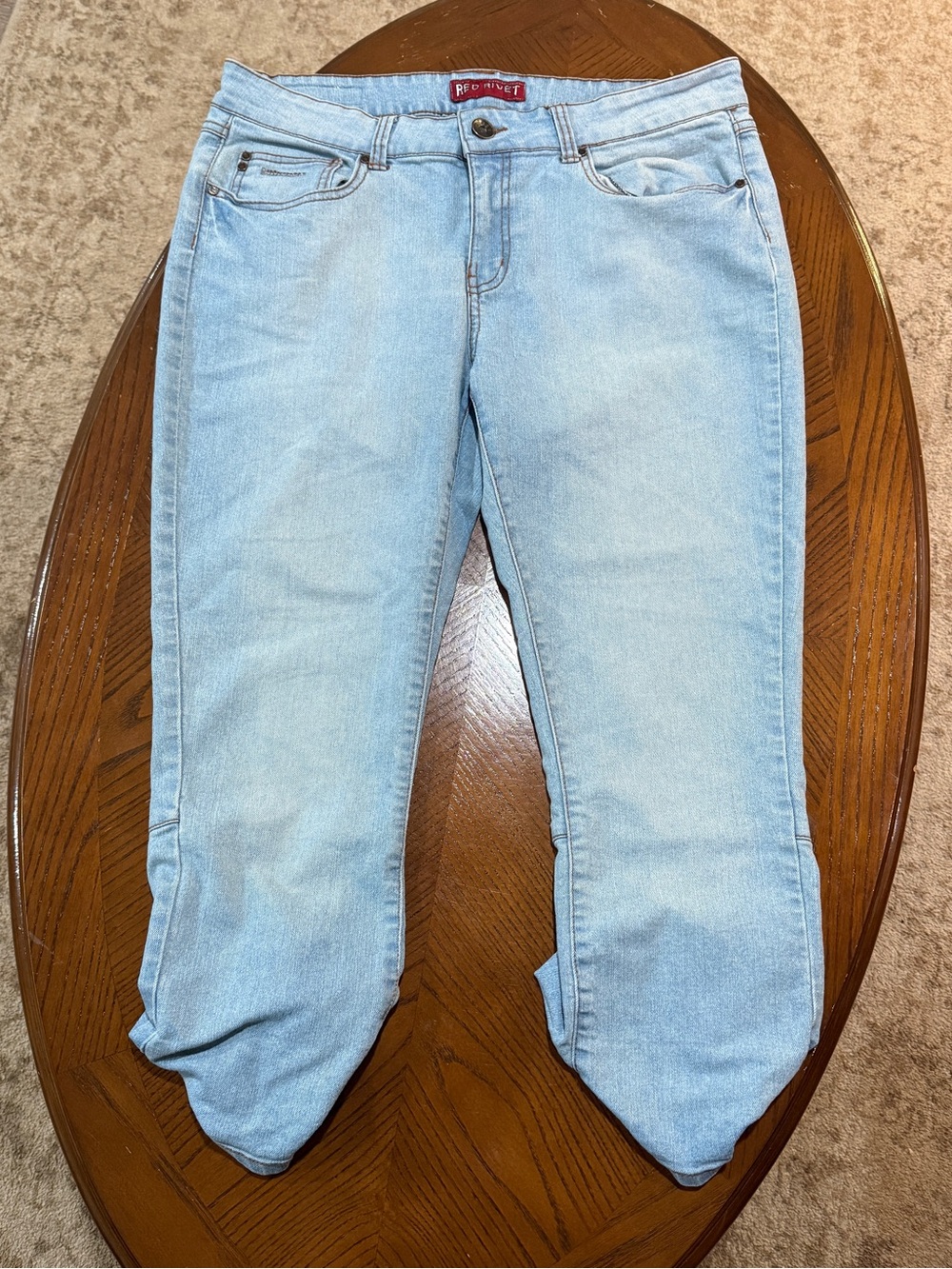 Red Rivet Light Blue Skinny Jeans